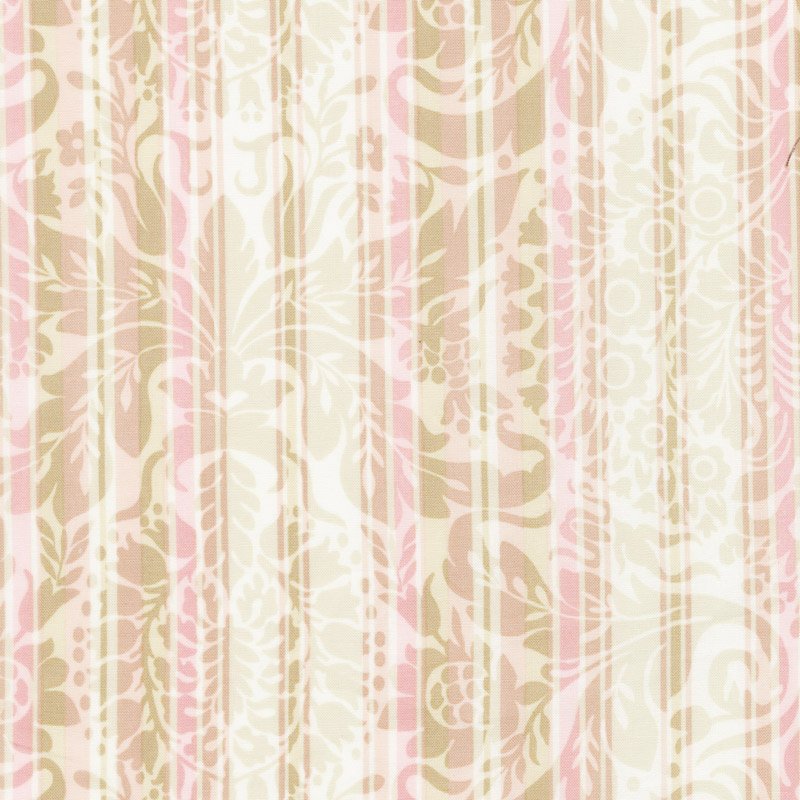 Burgundy & Blush - Damask Stripe Blush Yardage