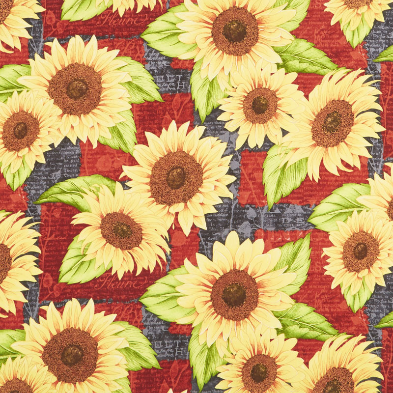 Jardin Du Soleil - Sunflower Patchwork Black Yardage