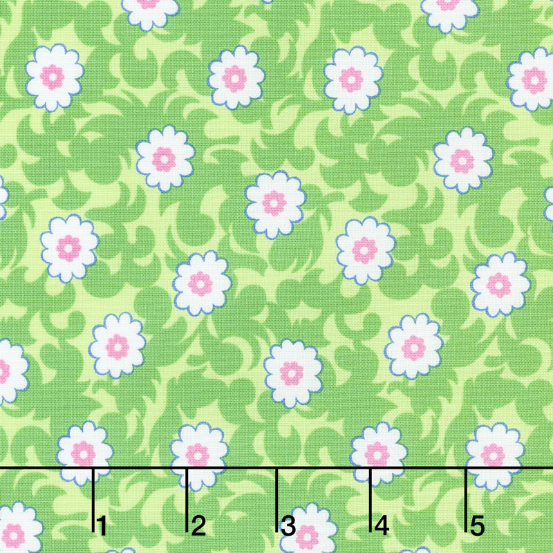 Flower Sacks - Fancy Flowers Green Yardage
