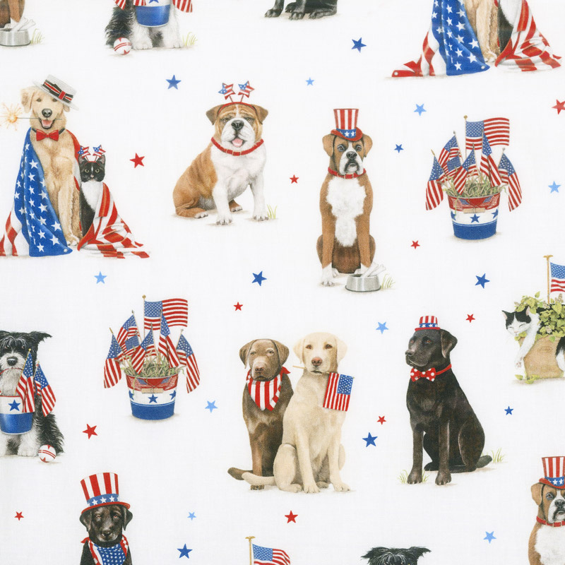 Red, White, and Blue - Pets Americana Yardage