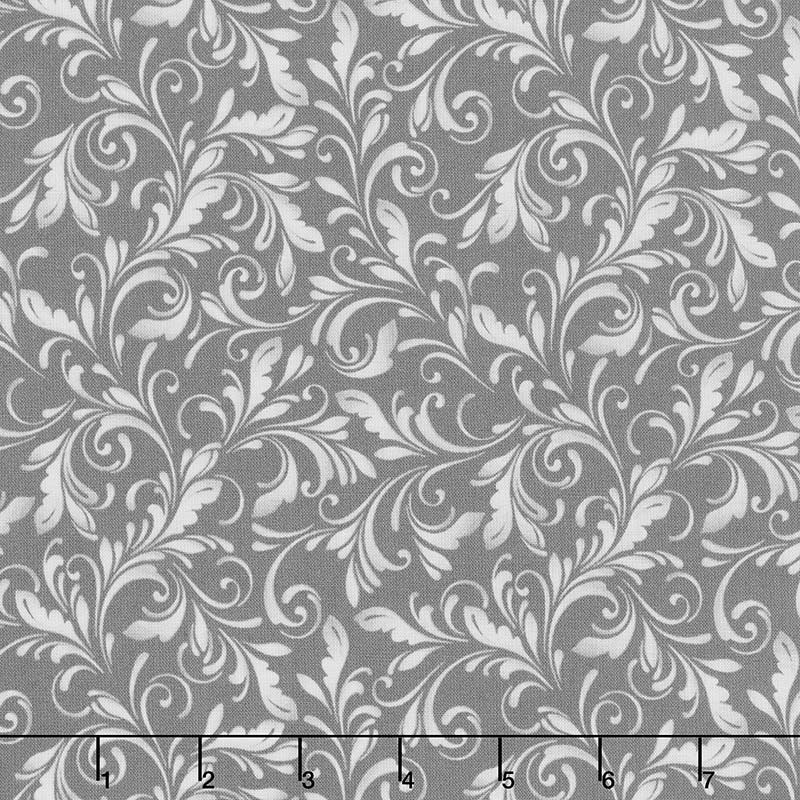 Marguerite - Scroll Charcoal Yardage