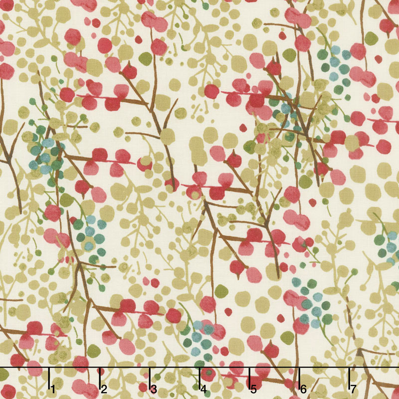 Merry & Bright - Berries Sprig Light Khaki Yardage
