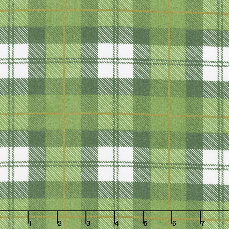 Designer Flannel - Plaid Color Green Cream Yardage