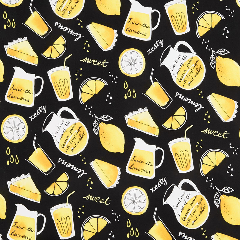 When Life Gives You Lemons - Lemonade and Pie Black Yardage
