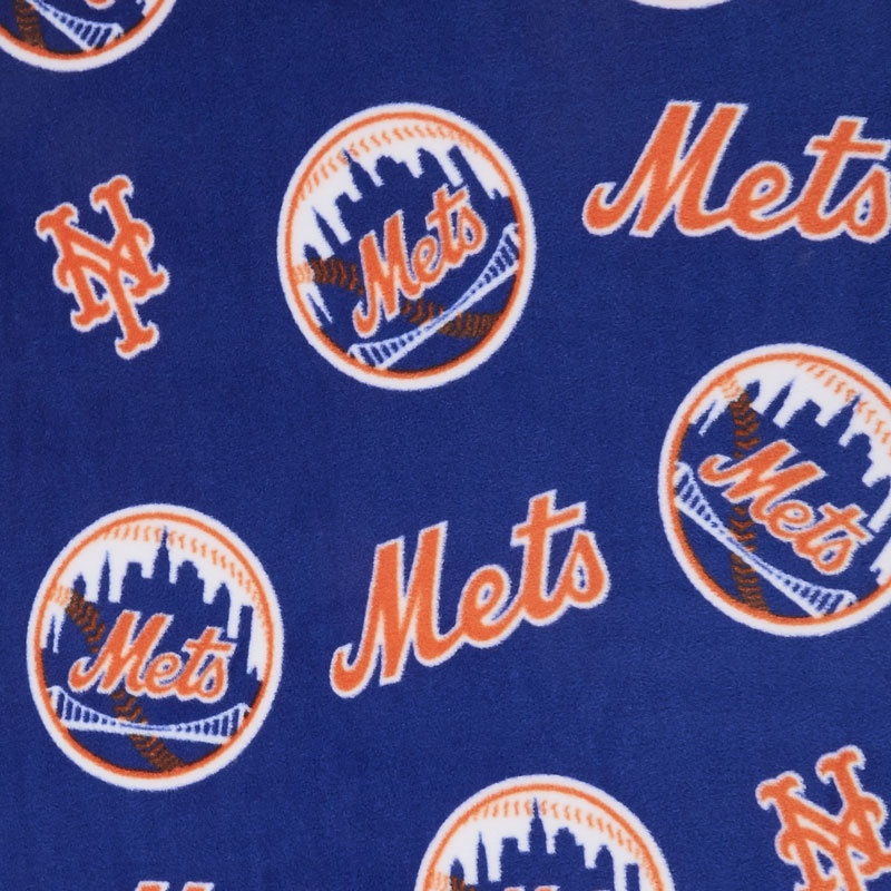 MLB Fleece - New York Mets Blue/Orange Yardage