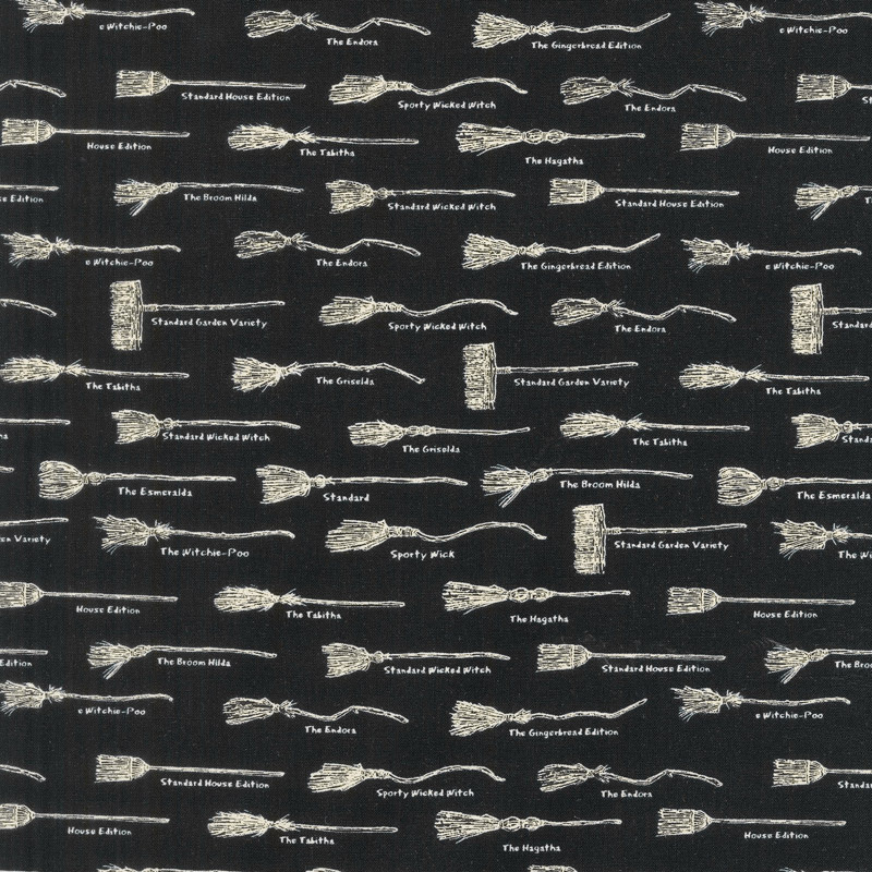 Haunted House - Broom Black Yardage