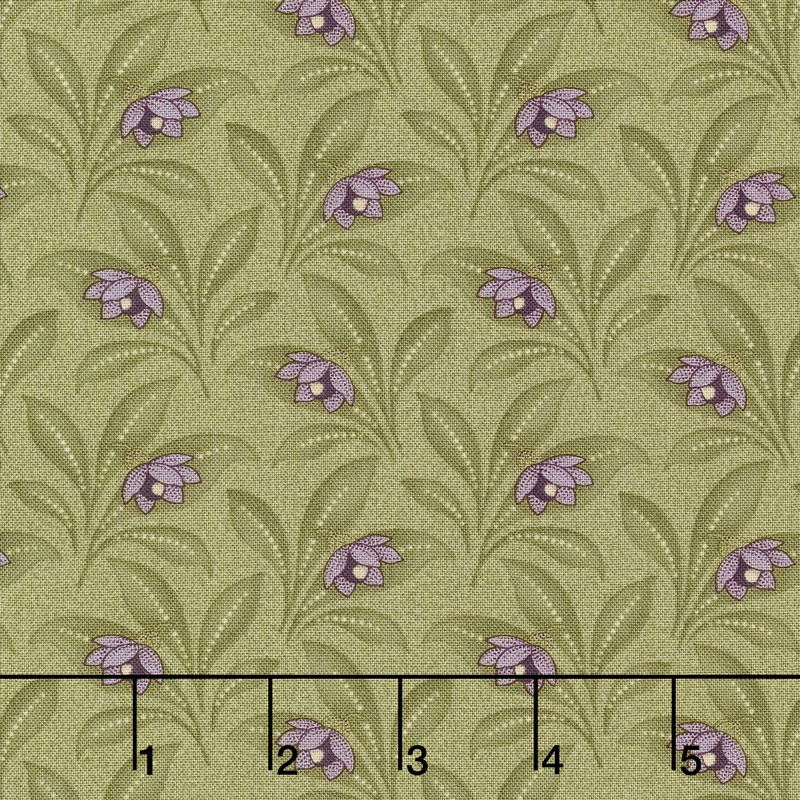Sweet Violet - Violet & Leaves Leaf Yardage