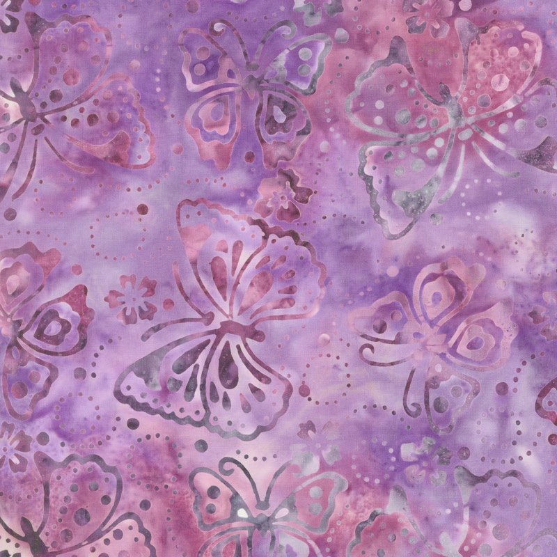 Royal Treatment Batiks - Butterflies Light Purple Yardage