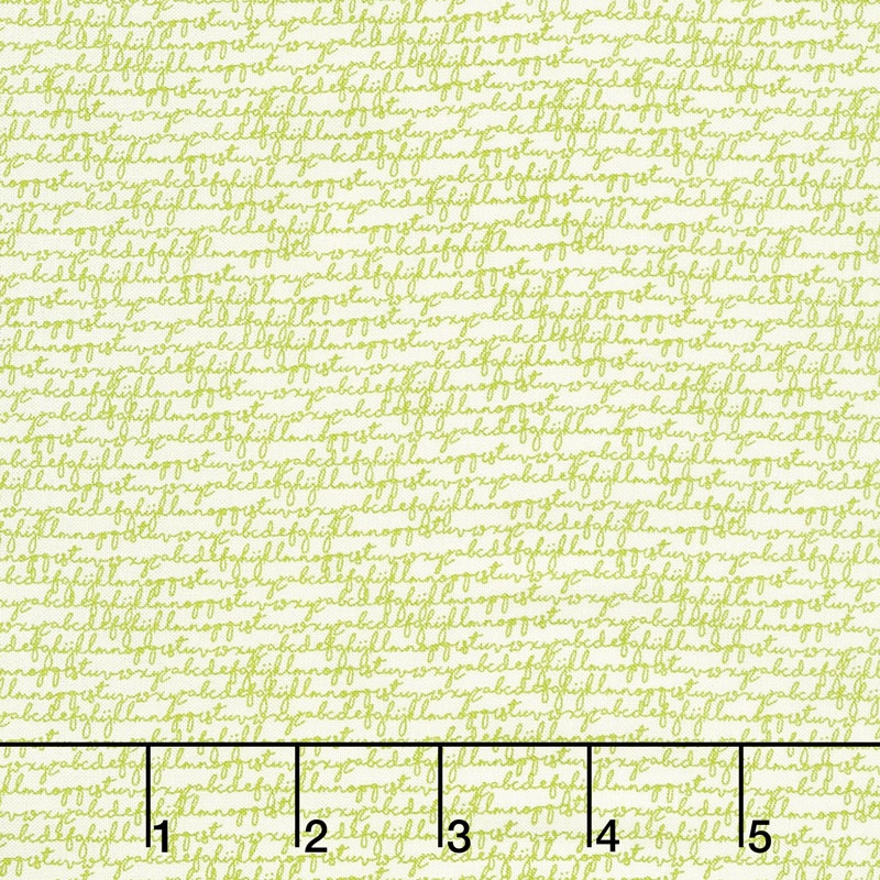 Authentic Etc. - Alphabet Green on Cream Yardage