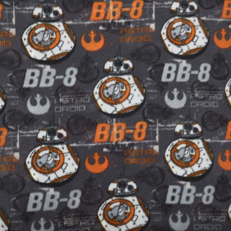 Fleece Licensed - Star Wars VII BB8 Grey Yardage