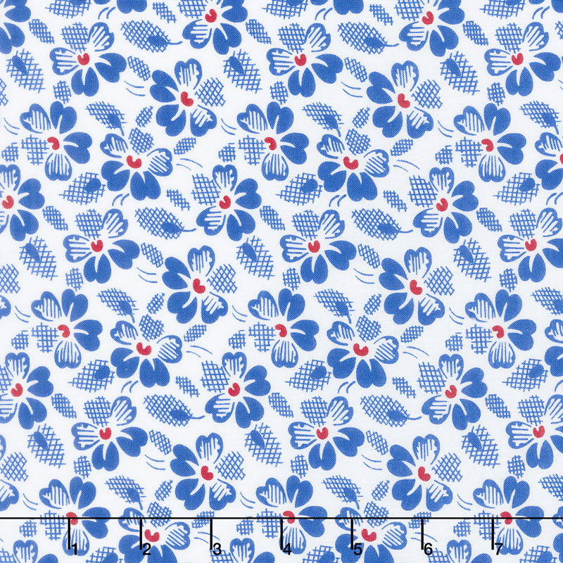 Adeline - Waffle Flowers Blue Yardage