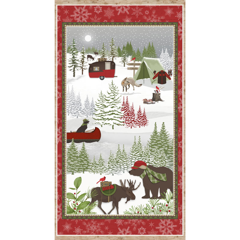 Woodland Haven - Camping Red Flannel Panel