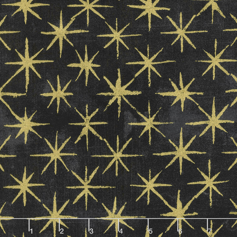 Grunge Seeing Stars - Black Dress Metallic Yardage