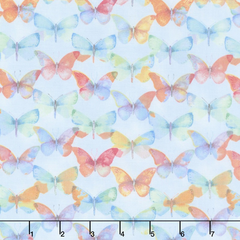 Papillon Parade - Tonal Butterfly Light Blue Yardage