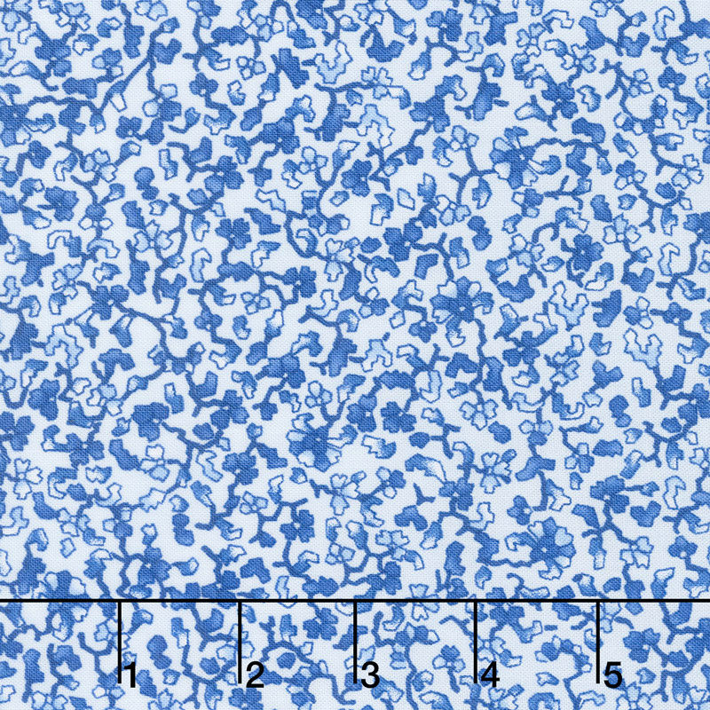 Mayfield - Indigo Colorstory Flowers and Vines Indigo Yardage