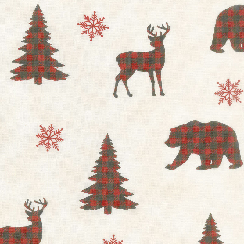 Holiday Lodge - Buffalo Plaid Forest Winter White Yardage