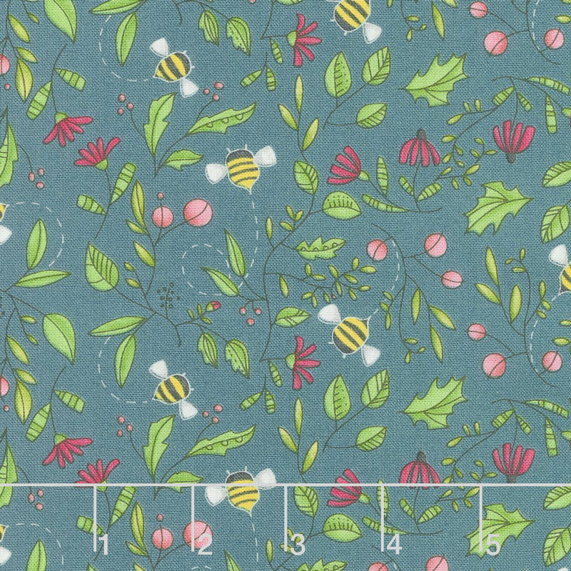 Painted Meadow - Simple Drawings Teal Yardage