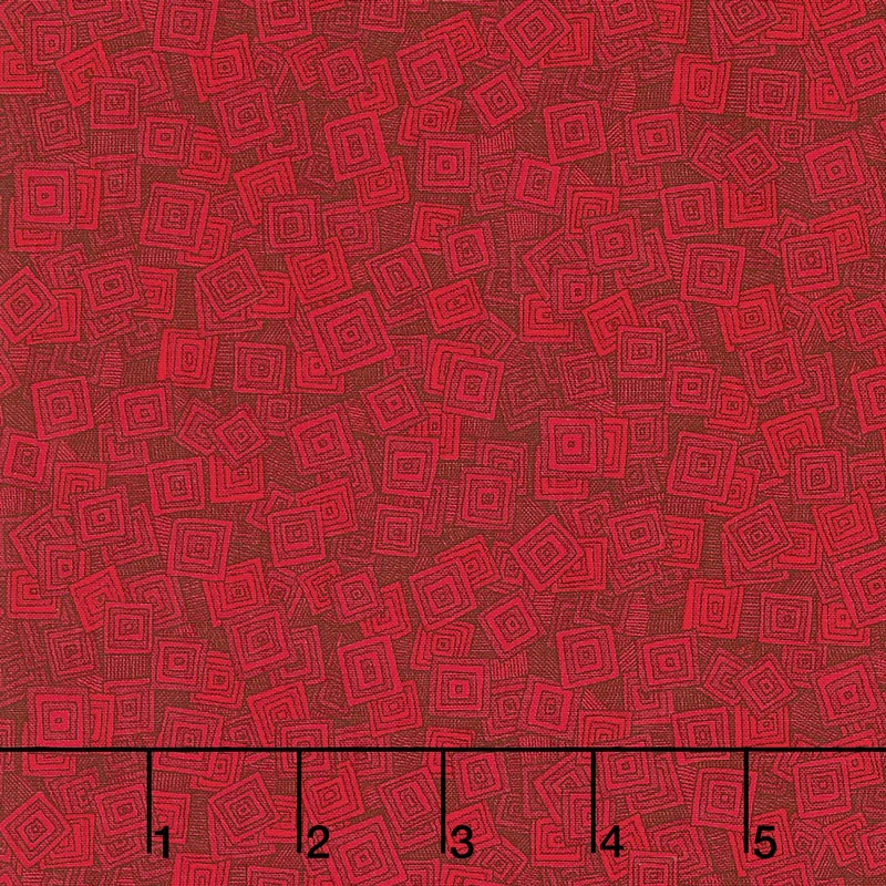 Hopscotch - Overlapping Squares Scarlet Yardage