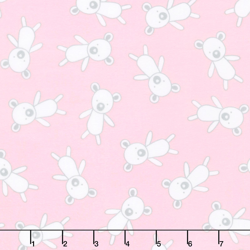 Penned Pals Flannel - Pink Colorstory Bears Baby Pink Yardage