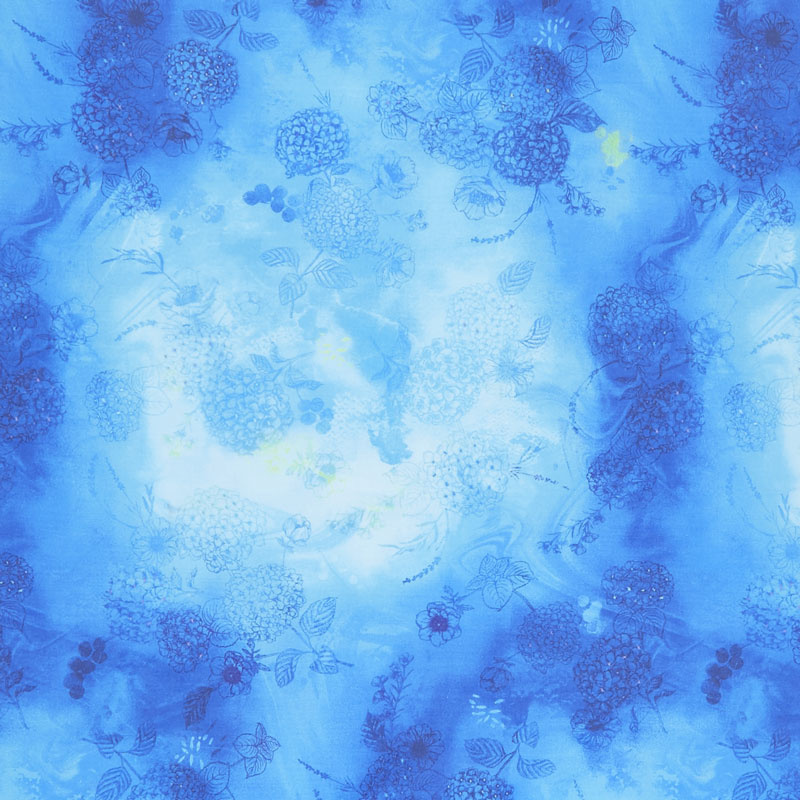 Misty - Hydrangea Dream Aqua Digitally Printed Yardage
