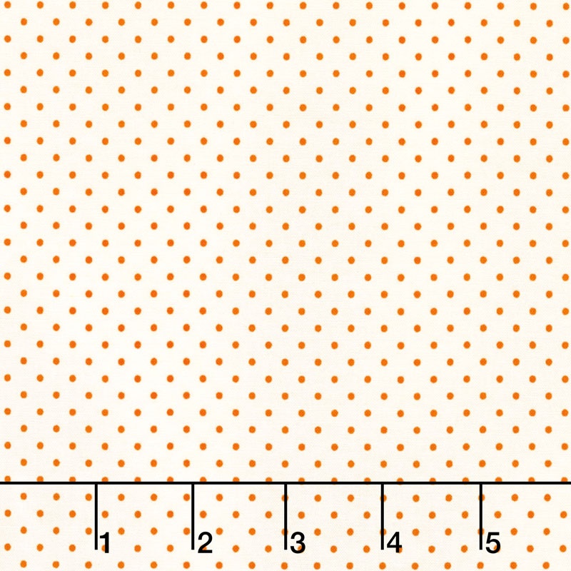 Swiss Dot - Swiss Dot Small Orange on Cream Yardage