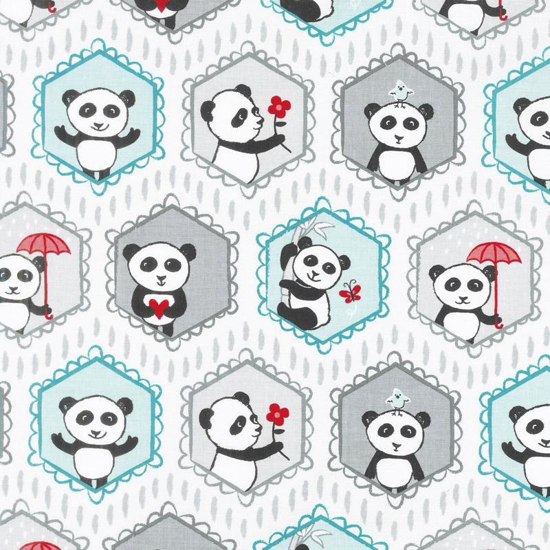 Panda Love - Main Light Gray Yardage