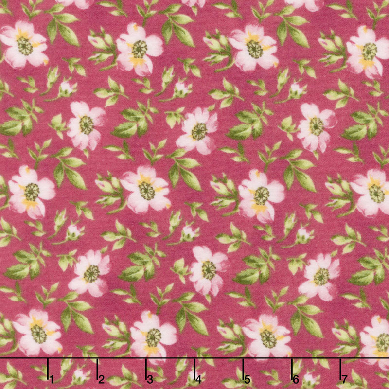 Wild Rose - Open Roses Pink Flannel Yardage