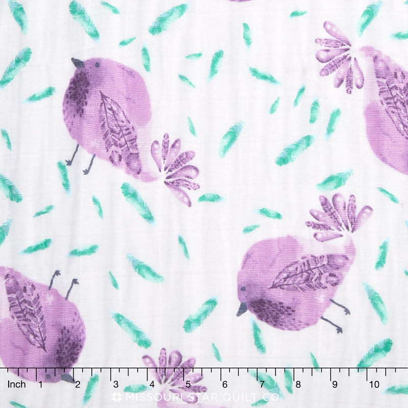 Embrace - Double Gauze Birdie Lilac Yardage