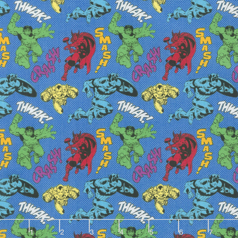 Marvel Comics Retro - Avengers Unite in Blue Yardage