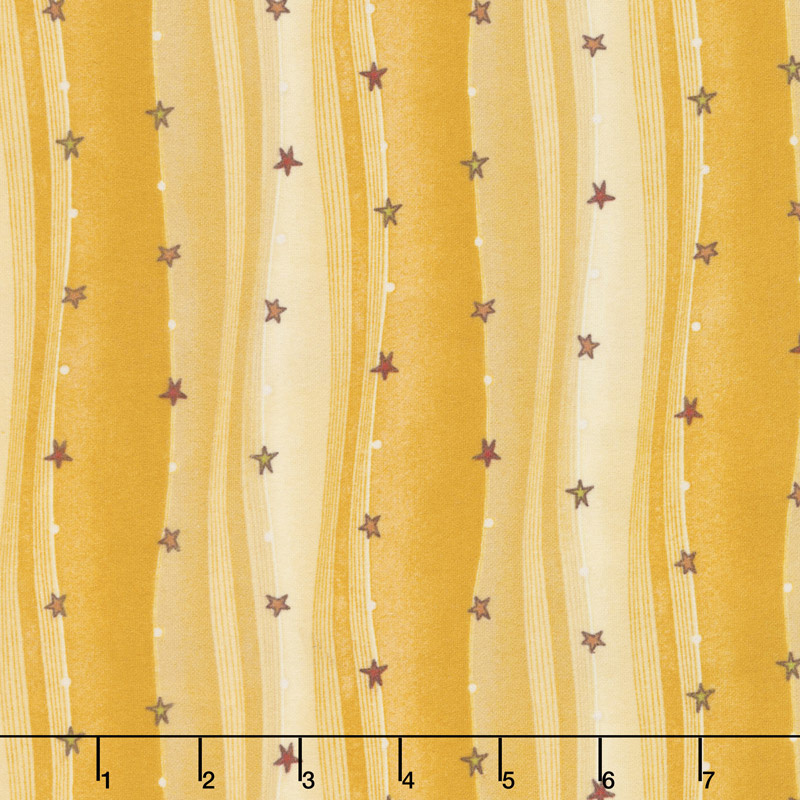 Folk Art Flannels 2 - Wavy Stripe Gold Yardage
