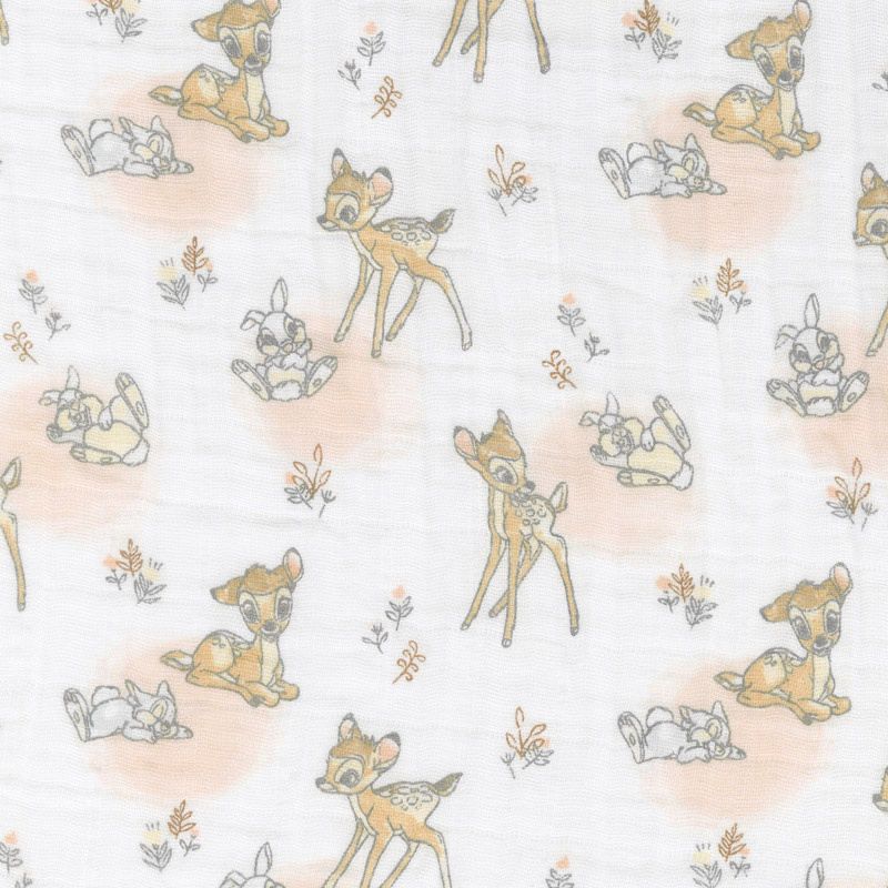 Cotton Muslin Double Gauze - Meadow Friends White Yardage