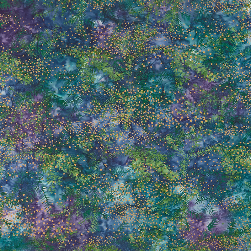 Artisan Batiks - Twilight Snowfall Pine Starry Night Metallic Yardage