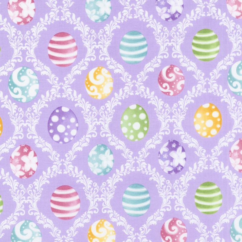 Hoppy Easter - Easter Egg Harlequin Lilac Yardage