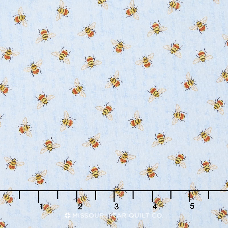 From the Garden - Bees Allover Blue Yardage