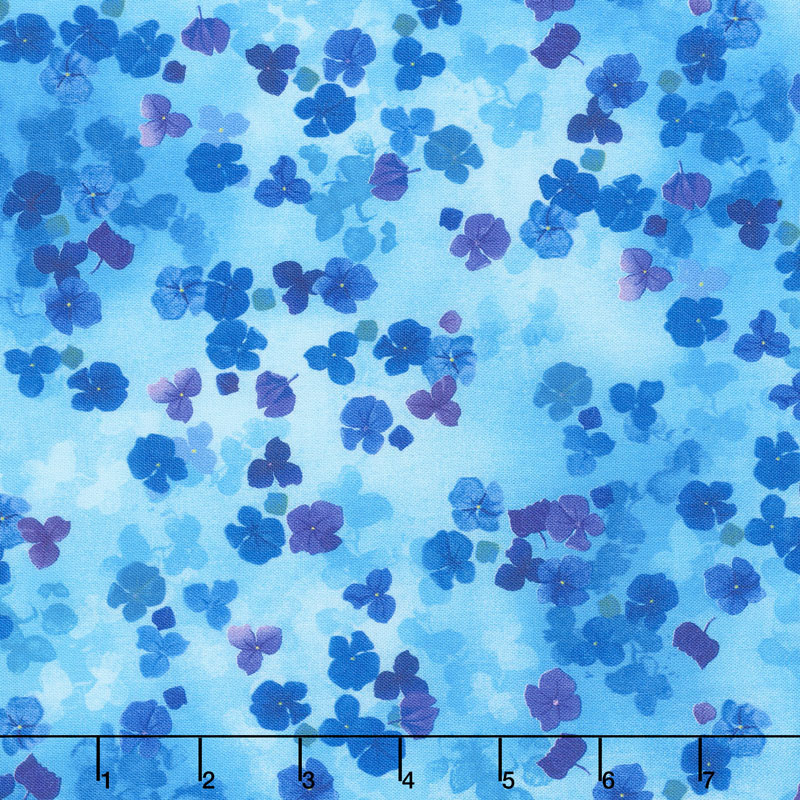 Misty - Tiny Allover Flowers Turquoise Digitally Printed Yardage