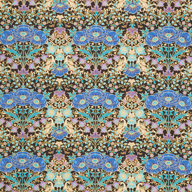Florentine Garden - Floral Jewel Black Metallic Yardage