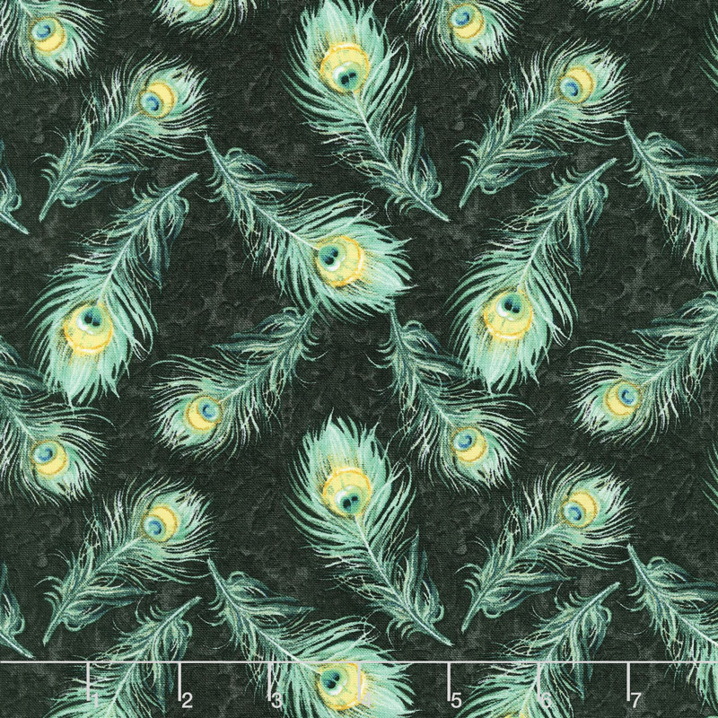 Plumage - Feathers Allover Green Yardage