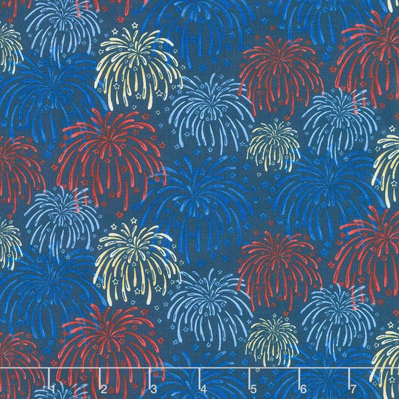 Land of the Free - Fireworks Blue Yardage