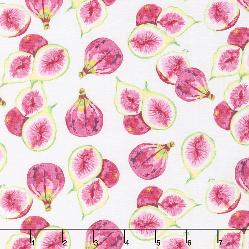 Fruitful Pleasures - Figs White Yardage