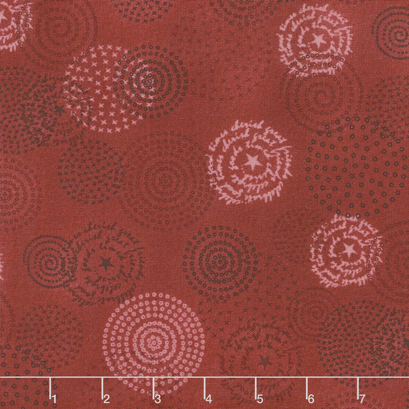 Tickled Pink - Circles Red Yardage