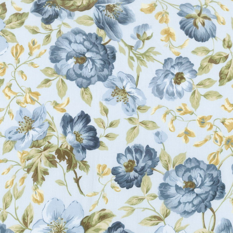English Countryside - Focal Floral Light Blue Yardage