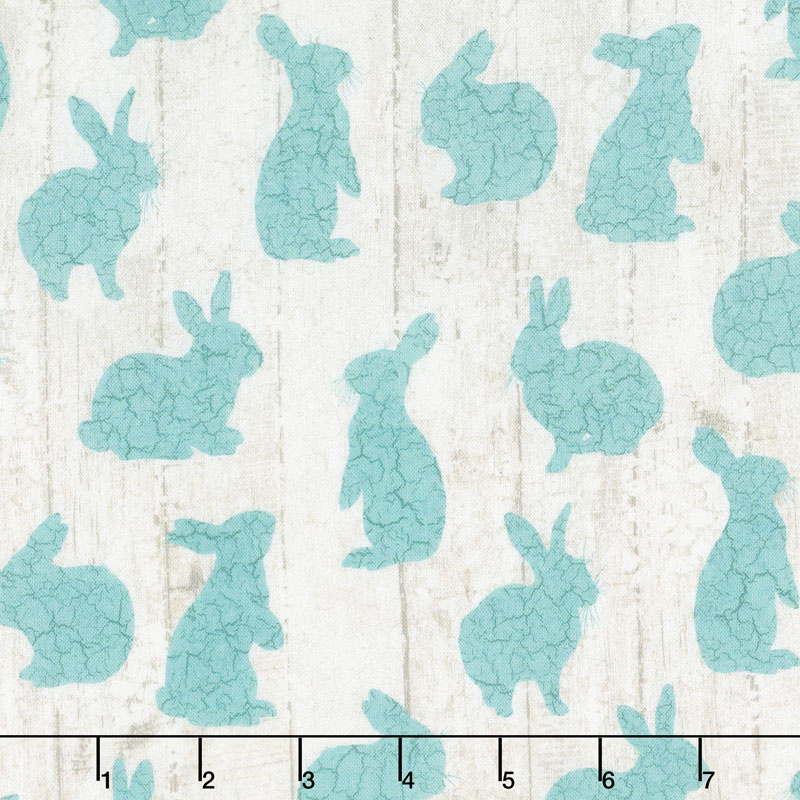 Bunny Love - Crackle Bunnies Turquoise Yardage