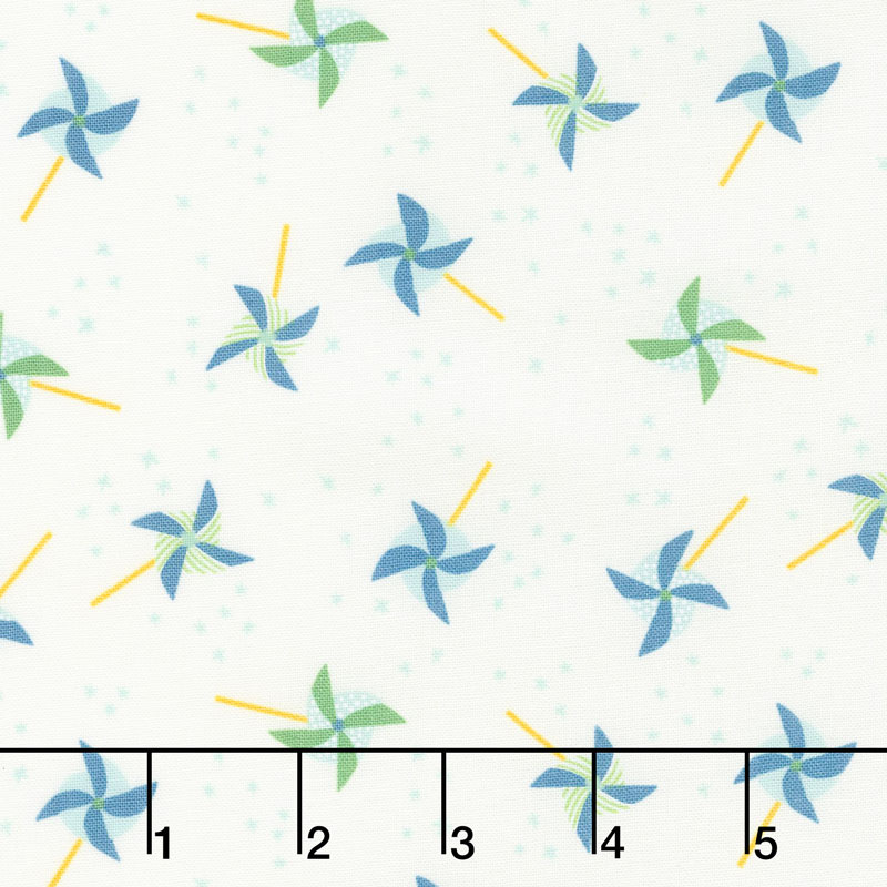 Best Friends Forever - Blowing in the Wind White Aqua Yardage