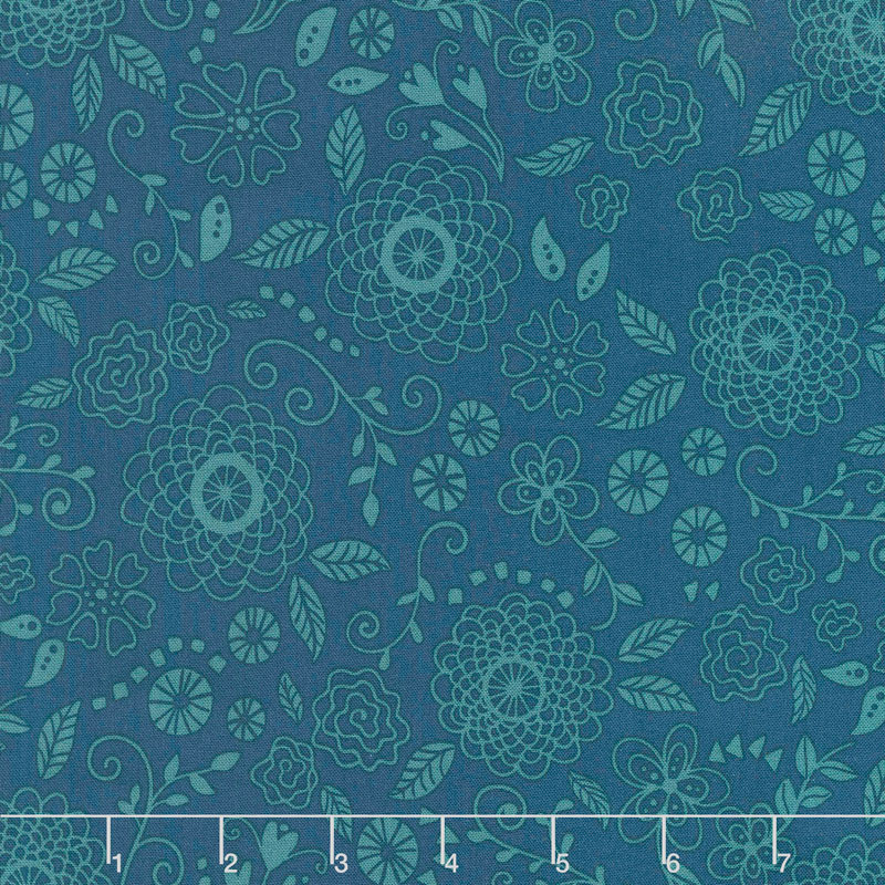 Wildflower Boutique - Line Work Medallion Navy Yardage