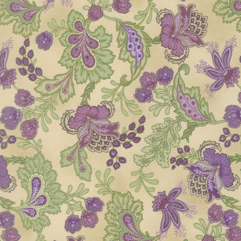 Aubergine - Elegant Paisley Antique Yardage