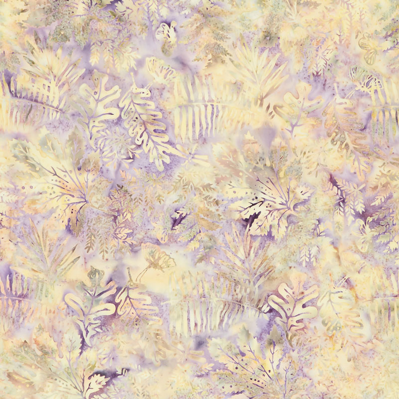 Quiet Shades Batiks - Large Leaves Opal Yardage