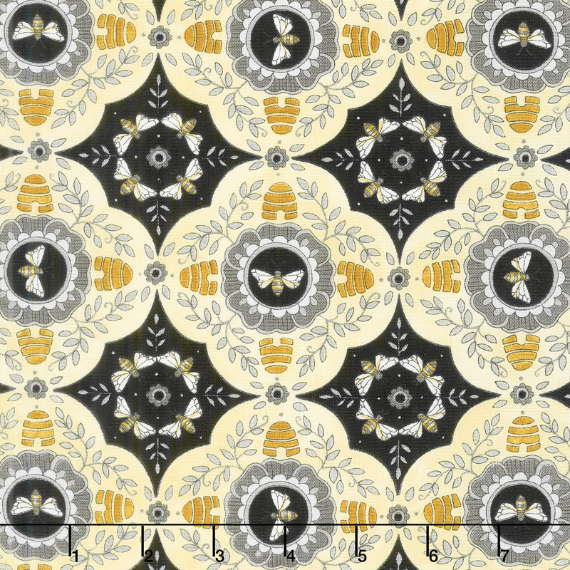 Bee Joyful - A Bee's World Ebony Yardage