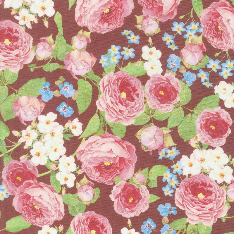 Farmhouse Rose - Flowers Red Yardage