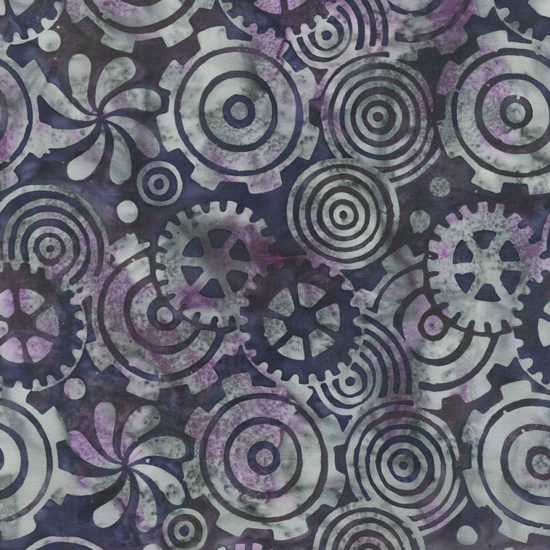 Steam Engine Batiks - Gears Amethyst Yardage