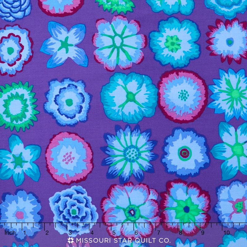 Kaffe Collective - Jewel Button Flowers Purple Yardage